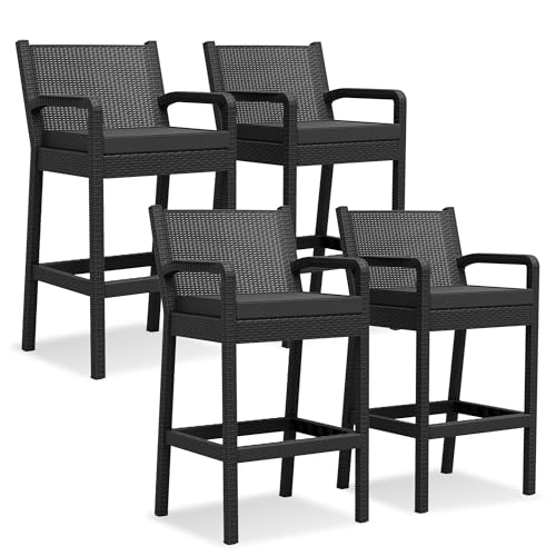 Tabourets de bar de jardin en rotin noir pour oublier les meubles décolorés