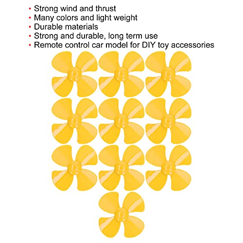 Kunststoffpropeller 10 Stück Propeller 4 Blätter Starker Wind Modellbau Luftschrauben Langlebige Materialien Leichter Wind Kostüm Kopfbedeckungen und Hüte (Gelb)