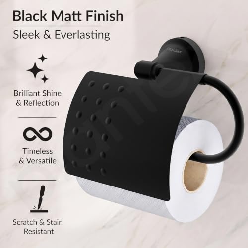 Image of Plantex 304 Grade Stainless Steel Tissue /Toilet Paper Roll Holder Stand for washroom Bathroom Accessories - Pack of 1 Niko (Black)