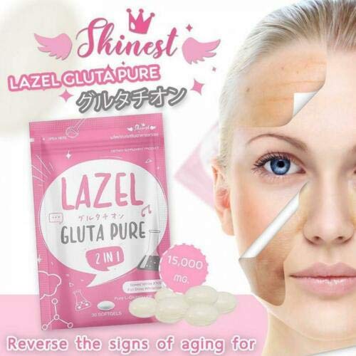 Lazel Gluta Pure 2 in 1 Dietary Supplement Brightening Skin Antioxidant 30 Softg 10 Sachets