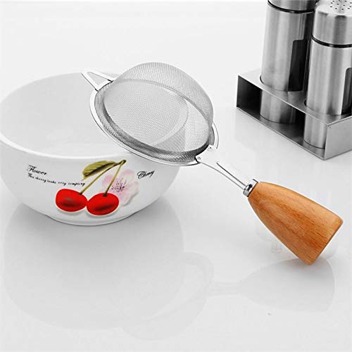 Tamiz Cucharón colador de Acero Inoxidable con Mango de Madera Tamiz de harina Fruta Verdura Filtro de Agua Sopa Colador Utensilios de Cocina.