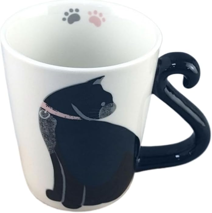 Premium Boutique Handmade Designer Hawaiian Novelty Drink Cup Ceramic Large 17oz Tea Coffee Mug Comfy Handle (Cat Shape Novelty Mug)