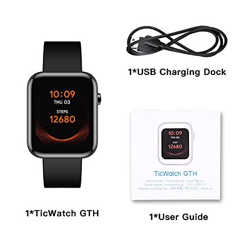 Ticwatch Gth Smartwatch 24H Skin Temperature Measurement Blood Oxygen 24H Heart Rate Monitoring Sleep Tracking 5Atm Water Resistant Rating Stress Tracking 10 Days Battery Life Smart Watch #TOP7