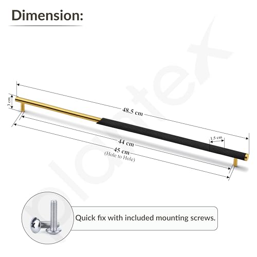 Image of Plantex Stainless Steel & Aluminium Cabinet Handle /450mm Wardrobe Door Handle /Cupboard Pull-Push Handles for Home /Office - Pack of 2 (Black & Gold)