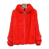  Jacken Ladied Puffärmel Jacke mit Kapuze Frauen Medium Länge Hochzeit Overcoat Christmas Party Outercoat Bekleidung (Color : Red, Size : M)
