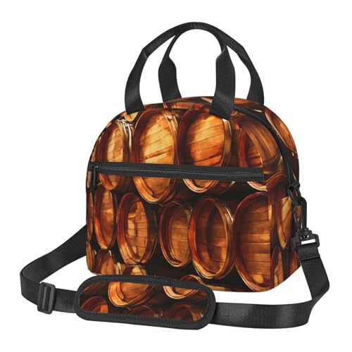 LIXLZH Lonchera reutilizable con estampado de corcho de vino para oficina, trabajo, picnic, bolsa ajustable
