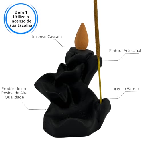 Incensário Cascata e Vareta 2 em 1 Flor de Lotus Mini Fumaça Backflow + 10 cones