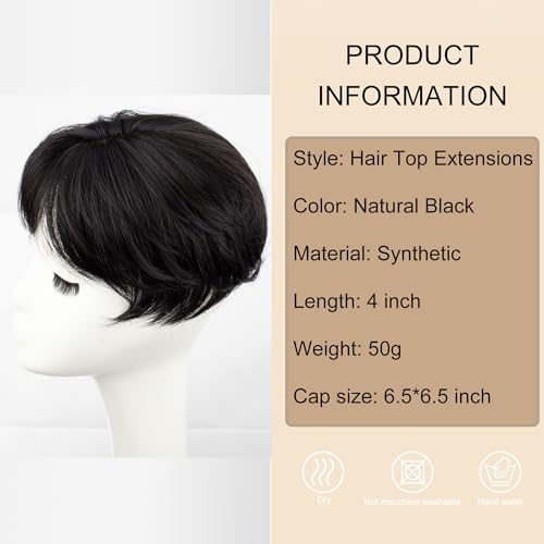 Image of PORSMEER Hair Toppers for Women Short Pixie Cut Pieces for Women with Thinning (Natural Black)
