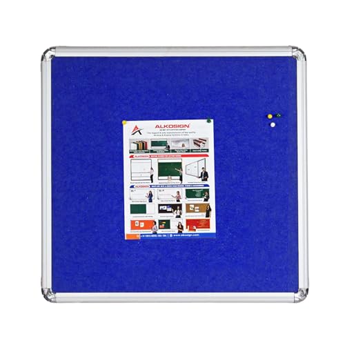Image of ALKOSIGN Astra Felt Notice Board -Blue (4 x 4 Feet) |Bulletin Board, Pin-up Board, Display Board, Push pins Board, Announcement Board, Soft Message Board, for School, College, Office, Study Room etc