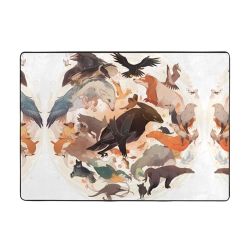 Animal Collection Chart Luxurious and Comfortable Area Rug - Soft and Plush Carpet for Living Room and Bedroom,Non-Slip Carpet,Room Rug