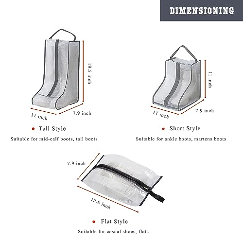 Fazhongfa Travel Bags for Luggage Packing, Clear Stackable Storage Dust Waterproof Shoe Bags in Closet 2 Set Hanging Bags (Clear Gray-Thigh Boot)2