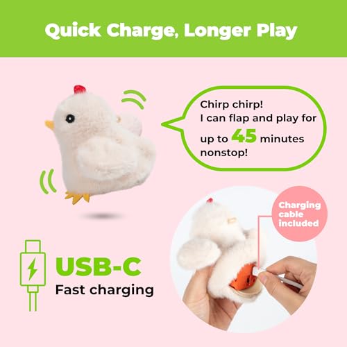 Image of Catify Best Pet Supplies Flapping Duckling, Chick & Bird Cat Toy - Motion-Activated Wings, Realistic Chirps, Catnip-Infused Plush, USB-Rechargeable, Indoor Cats & Kittens, Self-Play Enrichment - Beige