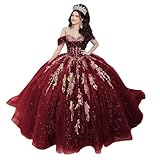 Mauuwy Shiny Rust Ball Gown Quinceanera Dresses with Bow Gold Appliques Lace Beads Tulle Bow Gown Party 15 Dress Vestidos 15 De Novia Size 8