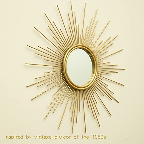 Maikailun Sunburst Mirror, 24" Boho Mirror, Gold Sun Decorative Mirrors For Wall Decor, Small Mid Century Modern Small Living Room #TOP1