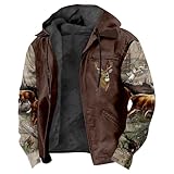 Camouflage Elk Print Deer Hunting Zipper Hoodie Unisex Long Sleeve Outerwear Coat Women Men Jacket Parkas (A02,XL)