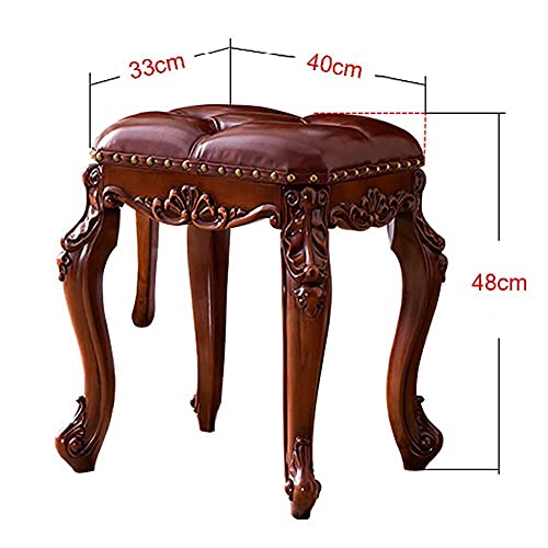 Repose-Pieds Ottoman en Cuir PU Vert Vintage 48x40x33 cm - 3