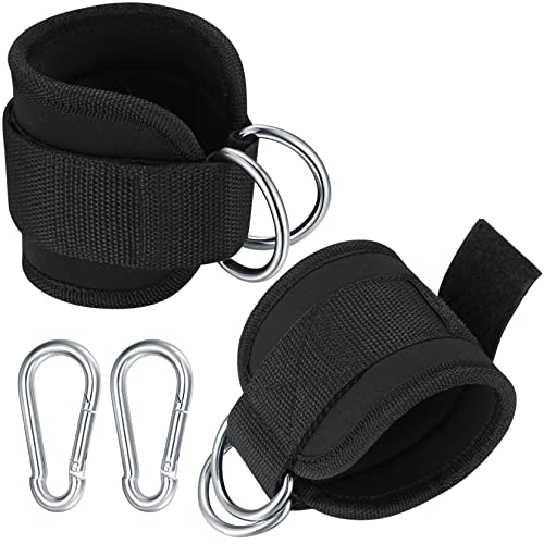 2 Pièce Sangle de Cheville Musculation Poulie, Sangles de Jambe Entrainement Rembourré, Réglable Bande de Support Sangle de Cheville pour Sport Fitness Câble Machines Ankle Straps