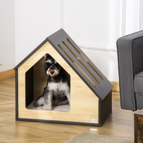 Pawhut Hundehütte Indoor mit Kissen Hundehaus 60 x 40 x 59,2 cm, Braun