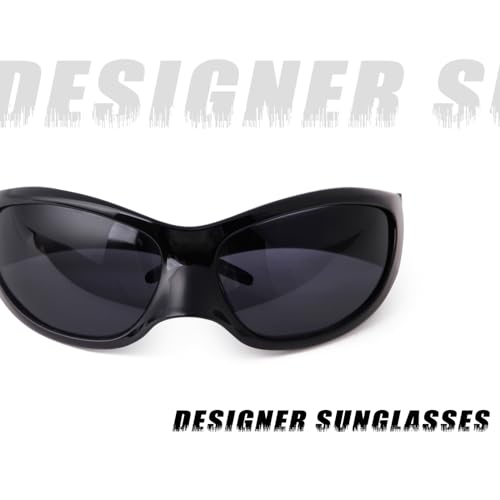 VIA LEECA Fashion Oversized Futuristic Sunglasses for Women Men, Y2K Wrap Around Alien Style Accessories for Party3