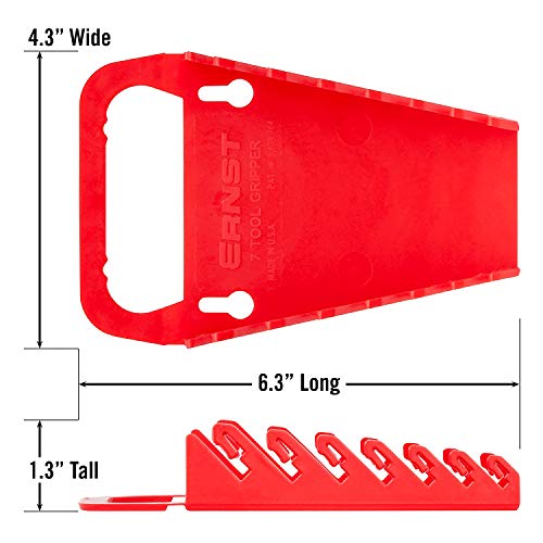 Image of Ernst Manufacturing 5080 7-Wrench Gripper Portable Wrench Organizer - Easy Single-Handed Operation, Fits 1 /4 inch to 5 /8 inch & 6-12 mm, Red