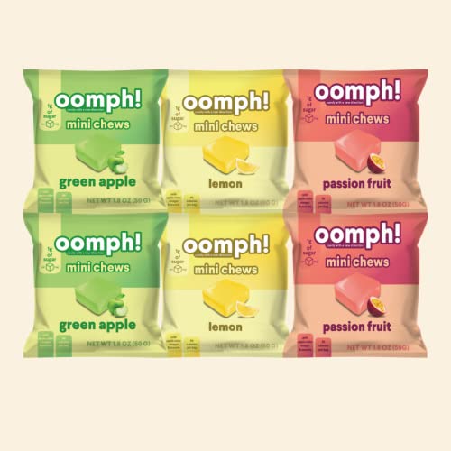 Oomph! Sweets Low Sugar 6-Pack Fruit Variety Mini Candy Chews And 6-Pack Regular Dark Chocolate Cocoa Chews Keto-Friendly Vegan Healthy Gluten Free, Treat For Kids And Adults #TOP1