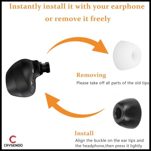 Image of Crysendo Soft Ear Tips for Jabra Elite 75t / 65t / Active / 7 Pro /Elite 3 / Elite 4 Earphones | Noise Isolating Replacement Memory Foam Eartips (2 Pairs - Small) (Black)