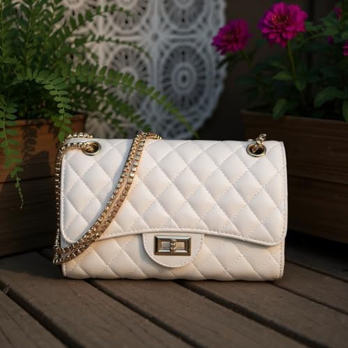 Image of Gladdon Quilted Crossbody Purse for Women Trendy Shoulder Bags | Stylish Shoulder Purse,Quilted Pattern,Structured bag,Chain Strap,Spacious Enough,Casual and Dressy Outfits,Any Occasion