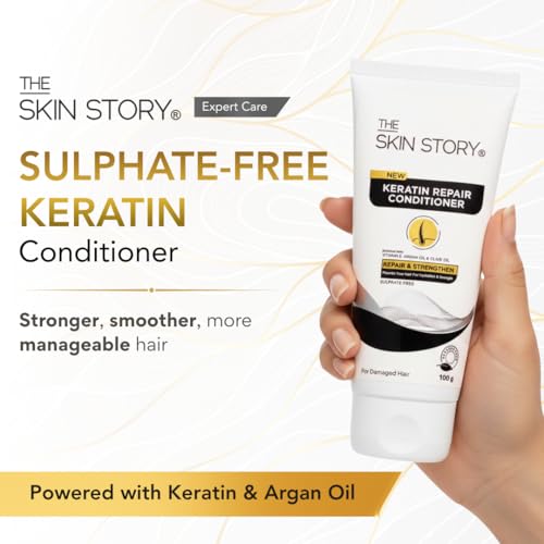 Image of The Skin Story Sulphate & Paraben Free Keratin Conditioner for Frizzy, Dry & Damaged Hair | Deep Conditioning for Smooth, Shiny, Manageable Hair | 100 g
