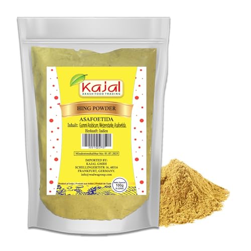 Poudre d'asafoetida Kajal (Hing) | Épice essentielle de la cuisine indienne | 100% naturelle et pure | Le meilleur hing | Exhausteur de goût polyvalent pour les caris, les dals et les plats ayurvédiq