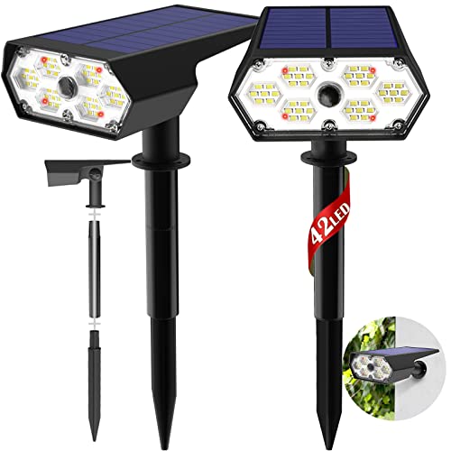Jfslif Solar Spot Lights Outdoor Motion Sensor,3 Modes Solar Outdoor Lights,Ip68 Solar Lights Outdoor Waterproof,42 Led Garden Landscape Spotlights,Outdoor Solar Lights For Yard Pathway Wall,2 Pack #TOP21