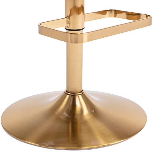 Vogue Furniture Direct Adjustable Bar Stool With Hollow Back And Arms, Modern Pu Leather Swivel Barstool, Airlift Counter Height Bar Chair For Kitchen Dining Room (Pearl White, Gold Base) #TOP6