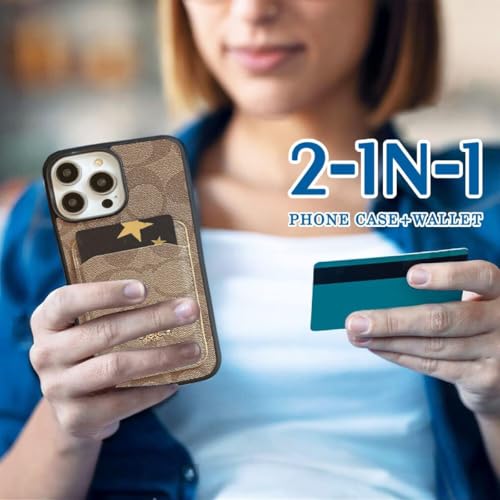 LANJUANUS Compatible with iPhone 17 Pro Max with Card Holder, Luxury Classic Retro PU Leather Cover TPU Slim Shockproof Protection Wallet Cases for iPhone 17 Pro Max Khaki by LANJUANUS - Used condition - Image 2