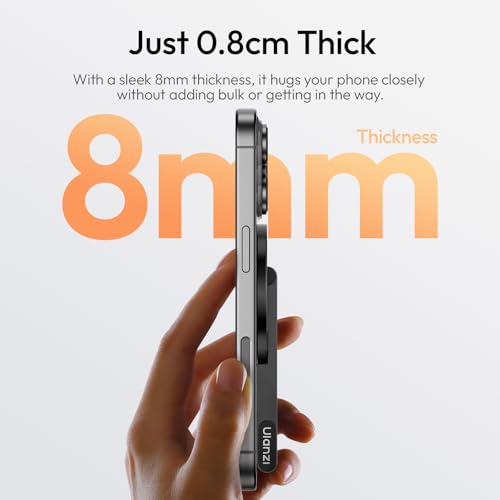 Image of ULANZI MA60 Magnetic Phone Tripod Stand for iPhone - Aluminium Smartphone Mini Tripod Pocket Cell Phone Stand Strong Magnet Quick Mount Compatible with iPhone 16 15 14 13 12 Series, Black