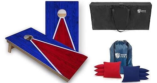 Tailgating Pros Tournament Grade Colored Pyramid Cornhole Boards w/Ring LEDs -Multicolored LED Lights, Carrying Case & Set of 8 Corn Filled Bags