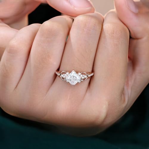 Princess cut Moissanite engagement ring Unique rose gold engagement Jewelry dainty diamond bridal ring Twist Jewelry promise ring Birthday gift3