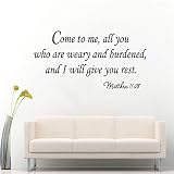 Venez À Moi Tous Ceux Qui Sont Fatigués Et Chargés, Je Vous Donnerai Du Repos Matthew 11:28 Christian Vinyl Wall Quotes Stickers Decor 110X57CM