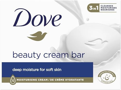 Dove Jabón de manos Beauty Cream Bar con 1/4 crema hidratante para manos suaves y flexibles, 90 g (Paquete de 5)