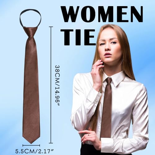 Image of Luckyvestir Womens Tie, Pre Tied Black /Red Ties for Women Adjustable Zipper Womens Necktie
