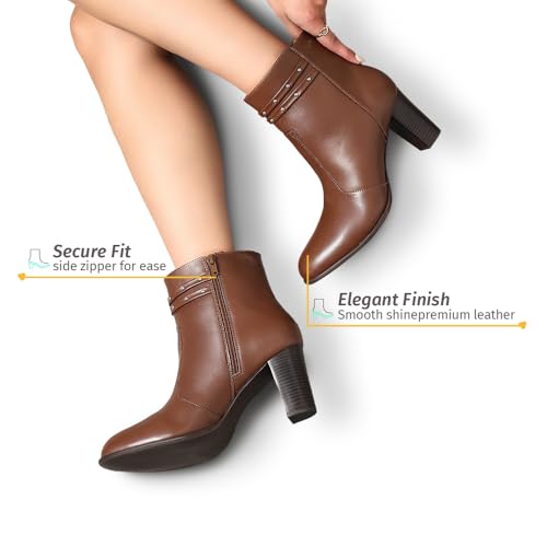 Image of YOHO Stellar Studs Ankle Length Heeled Boots For Women | Comfortable and Stylish with Low Block Heel | Casual,Formal Wear for Winter BOOT 112