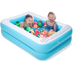 CHICLIST Inflatable Kiddie Pool, 61x42x18 Inch Rectangular Family Swimming Pool, 72 Gallon Capacity for Kids & Adults, Easy Set for Backyard Summer Fun”