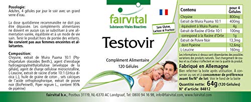 Fairvital | Testovir - Testosteron Booster - met Muira Puama, Chrysine & bioperine - HOOG GEDOSEERD - VEGAN - 120 capsules - Afbeelding 5