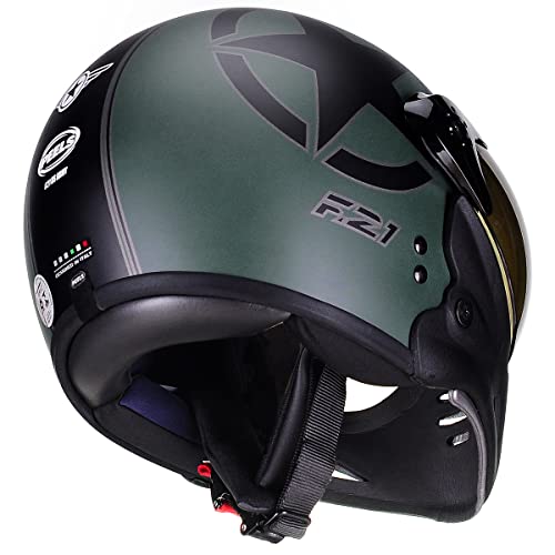 Capacete Aberto Moto Peels F-21 Us Army Verde Militar Fosco/Preto 60