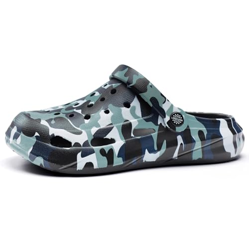 Image of Kids Boys Girls Classic Camo Garden Clogs & Mules | Lightweight Summer Shoes - Quick-Dry Non-Slip Beach Clogs
