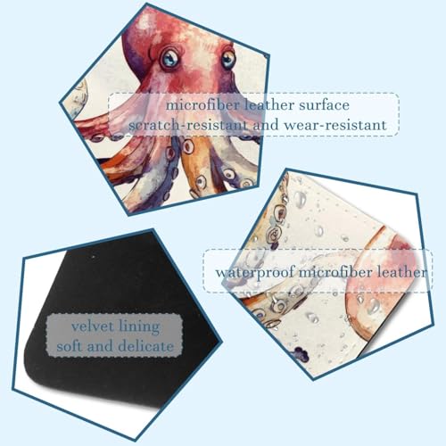 Funda para portátil de 35 x 25,9 cm con estampado de pulpo y protector de terciopelo 3