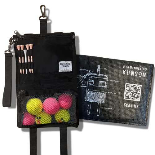 Waterproof All-In-One Golf Pouch for Golf Balls Rangefinder and Golf Tees + Perfect Golfer Gift, Black