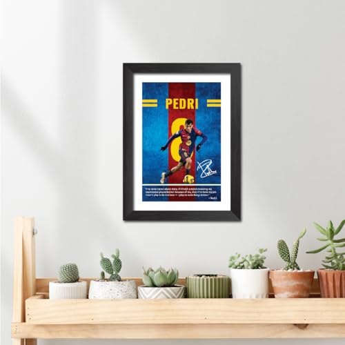 Image of TenorArts Pedri Quotes Poster Frame Barcelona Laminated Photo Framed Painting with Matt Finish Black Textues (12 inches x 9inches)