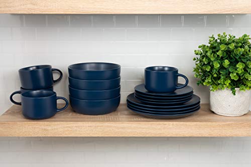 10 Strawberry Street Wazee Matte Coupe Dinnerware Set, 16 Pc, Midnight Blue #TOP5