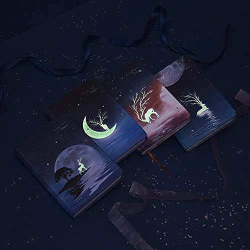 Carnet de notes A5 de qualité supérieure avec couverture rigide au motif lune et élan