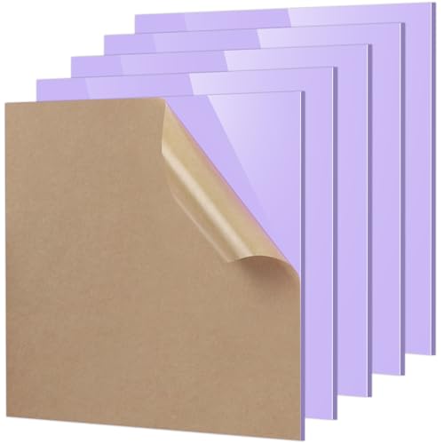 Image of Adrattnay Purple Acrylic Sheets 1 /8 Thick, 5Pcs 6 x 6in Cast Acrylic Sheets 3mm for Laser Cutting, Opaque Acrylic Sheets Acrylic Panel with Protective Paper for Laser Engraving Material DIY Crafts