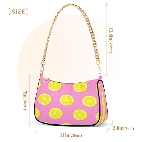Shoulder Bag for Women Yellow Lemon Slices Tote Handbag Crossbody Bag with Zipper Closure3